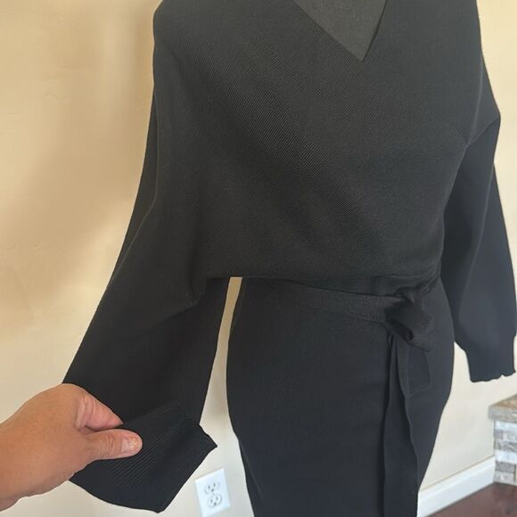 HYFVE Black Ribbed Dolman Sleeve Sweater Dress - Picture 4 of 6